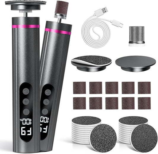 Ranrose Professional Electric Callus Remover - 9-Speed Rechargeable Foot File for Cracked Heels & Dead Skin, Portable Pedicure Tool with 2 Discs, Wireless & Anti-Slip Grip (Home/Spa/Travel)