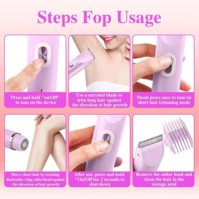 2025 New Bikini Shaver, Womens Shaver, Glowshave 2-in-1 Women's Body Shaver, Glow Shave Womens Body Shaver(Purple)