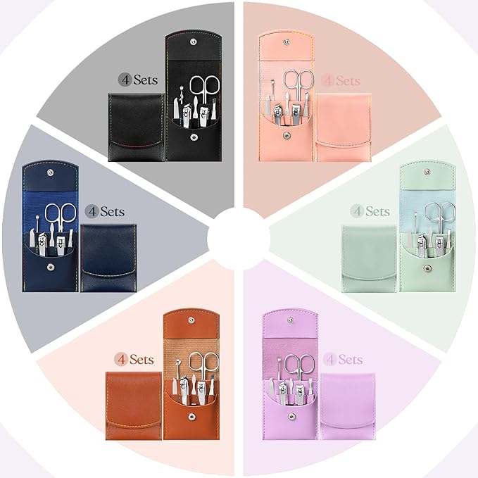 30 Set Manicure Kit Bulk Nail Clippers Kit 7 in 1 Mini Nail Clippers Stainless Steel Professional Nail Care Pedicure Kit with Travel Bag Grooming Kit for Valentine Women Men Home(Retro Color,Stylish)