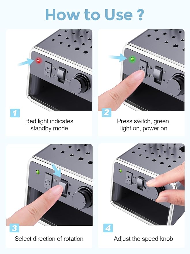 Subay Nail Drill Machine Electric File, Portable for Acrylic Gel Dip Powder Nails, Nail Drill Kit for Manicure Pedicure, Nail Set with Everything, Rose Pink (Grey)