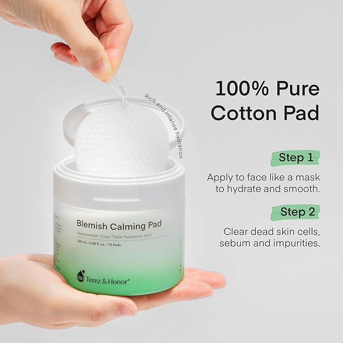 Niacinamide Centella Asiatica Hyaluronic Acid Serum Pad - Korean Brightening, Moisturizer, Deep Hydrating Toner Skincare for Face with Pure Ground Cotton Pad for Routine Facial Care - Made in Korea