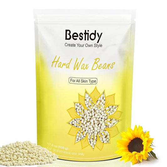 Bestidy Hard Wax Beads for Hair Removal, 1.2lb Waxing Beads for All Body and Brazilian Bikini Areas, White