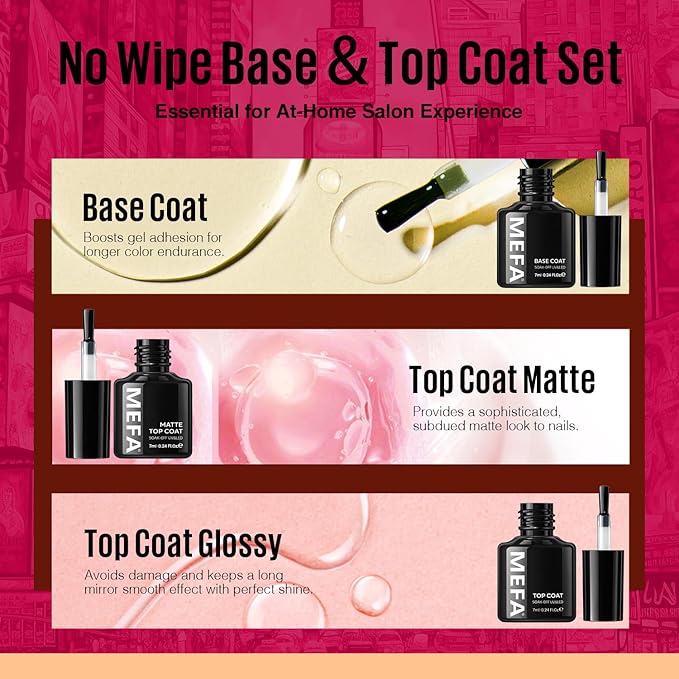 MEFA Gel Nail Polish Set, 32 Colors Burgundy Red Gel Polish Set Champagne Gold Glitter Nail Polish Gel Soak Off Dark Red Purple Shimmer Nude Brown Gel Nail Gifts for Women Girl DIY Salon Home Manicure