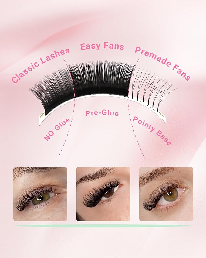 NAGARAKU Easy Fan Eyelash Extensions Volume Lash 0.05 D curl 16-20mm Mix Tray Rapid Blooming Faux Mink Cluster For Beginners Soft Professional Lash Supplies