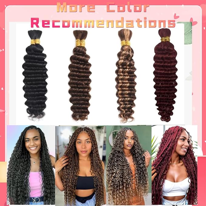 Burgundy Human Braiding Hair for Boho Braids 12A No Weft Curly Human Hair Braiding Hair Wet and Wavy Water Wave Bulk Human Hair for Braiding 2 Bundles/Pack (99J-Deep Wave, 14 Inch)