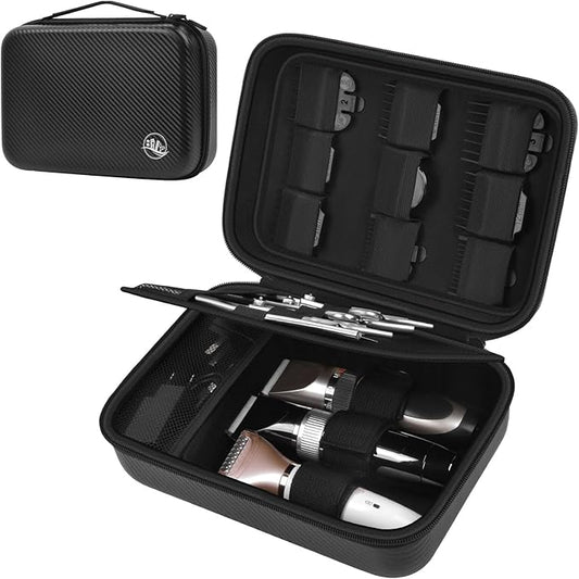 Boobowl Barber Accessories Bag for Clippers and Supplies, Mens Hair Trimmers Box, Portable Clipper Storage Holder Organizer for Hair Cutting, Guard Grooming Kit and Barbers Supplies (Bag Only) -Black