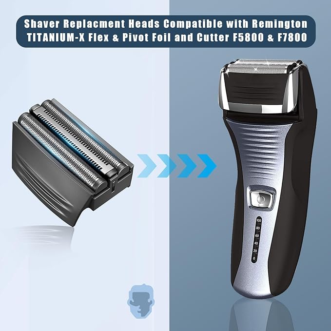 Shaver Replacment Heads,Shaver Replacment Foil Compatible with Remington TITANIUM-X Flex & Pivot Foil and Cutter F5800 & F7800 (2 Packs)