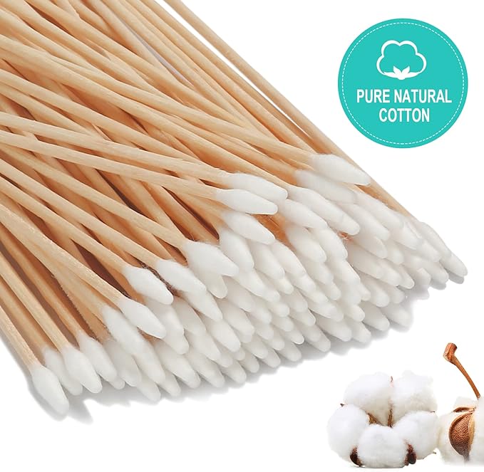 Dog Ear Cleaning Cotton Swabs, 400 Count, 6-Inch Extra Long | Lint-Free Tips for Pet Ear Care, Gun Cleaning, Electronics & Crafts | Durable Wooden Sticks with Storage Box