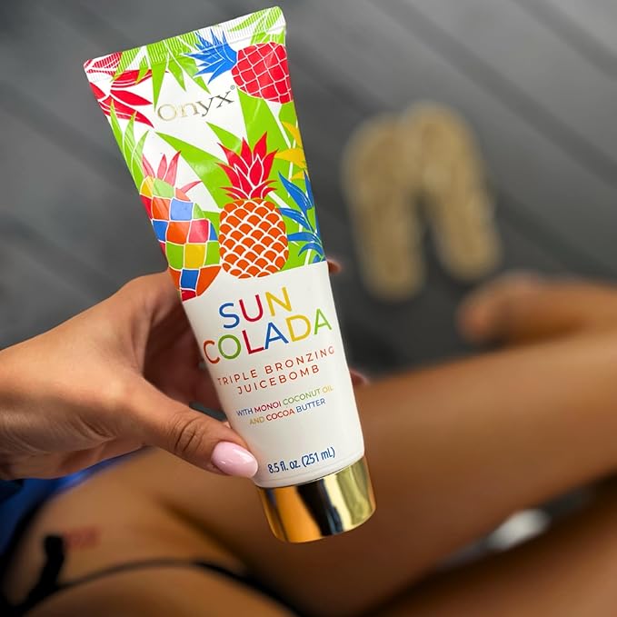 Onyx Suncolada Triple Bronzing Pineapple Tanning Bed Lotion - Indoor & Outdoor Bronzing with Natural Fruit Extracts, Hydrating, Moisturizing, Anti-Aging, Indoor Tanning Lotion with Bronzer