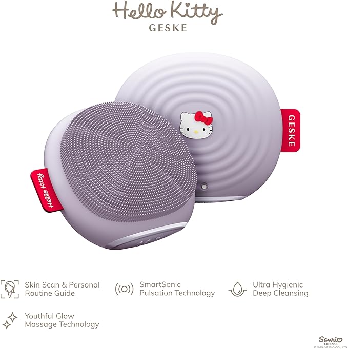 x Hello Kitty SmartAppGuided Sonic Facial Brush | 4 in 1 Electric Cleansing Brush | Daily Skincare Routine | Facial Massager