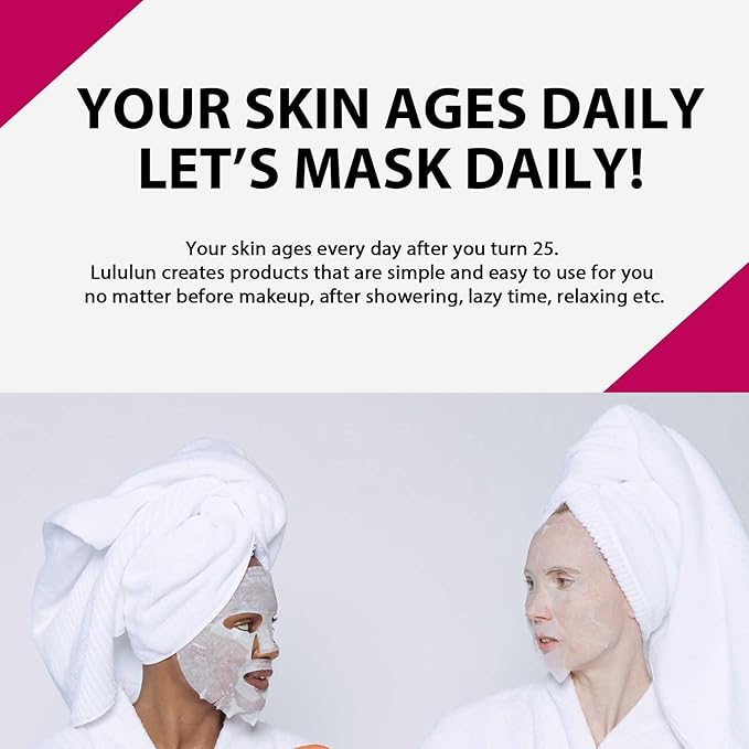 Lululun 32 EA Facial Sheet Mask for Anti-Aging & Firm Skin Women & Men, Hydrating & Moisturizing Face Sheet Mask with Zijube & Camelia Extract, Organic & Natural Daily Japanese Skincare, Over45 PINK