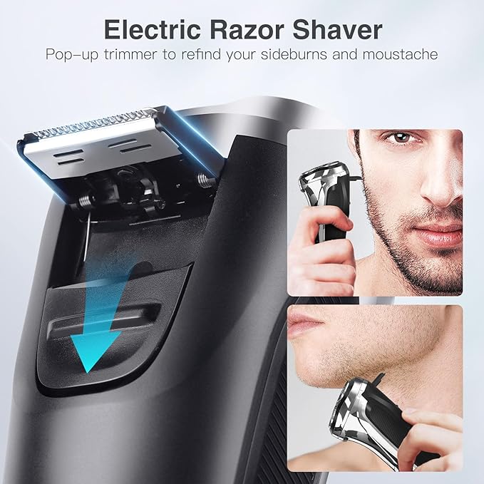 Electric Razor for Men, Men’s Electric Shavers, Wet & Dry Shaver with Pop-up Trimmer, USB-C Rechargeable Waterproof Portable Shaver with LCD Display/Travel Organizer/Travel Lock Ideal Men Gift