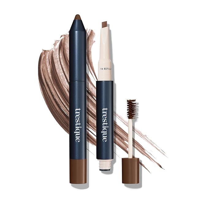 trestique Brow Pencil And Gel, Refillable Eye Brow Pencil With Built-In Brow, Clean Beauty Eyebrow Pencil And Brow Gel, Sustainable 2-In-1