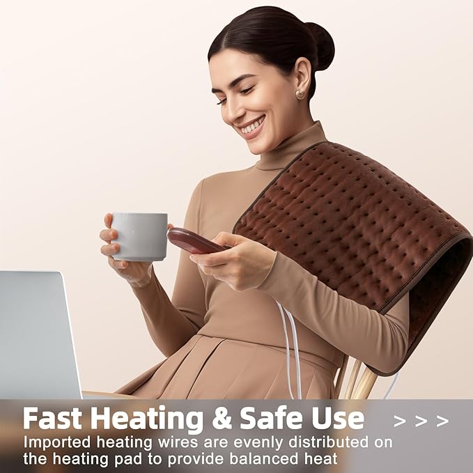 Heating pad for Back, Neck, Shoulder, Cramps and Leg Pain Relief, Heat Pads Christmas Gifts for Women, Men, Mom, Dad, Auto-Off,Machine Washable,Moist Dry Heat Options,Extra Large 12"x24"