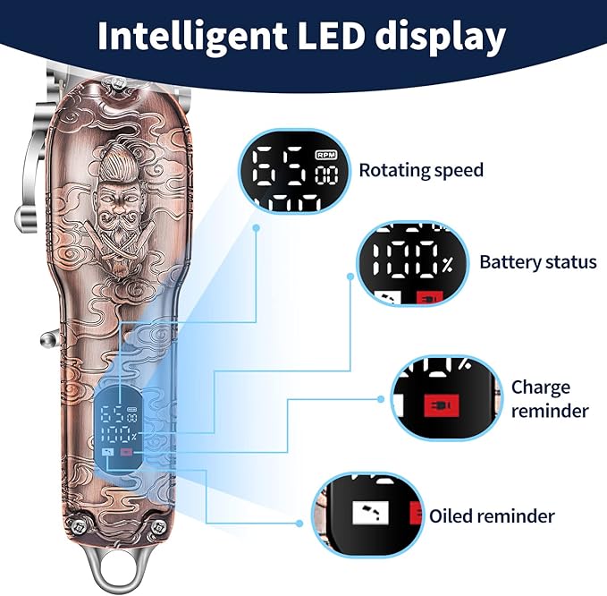 Roziapro Hair Clippers for Men T-Blade Trimmer Professional Barber Clippers - Cordless Hair Cutting Beard Trimmer Mens Electric Hair Trimmer Rechargeable Gold Knight Grooming Kit （Rose Gold）