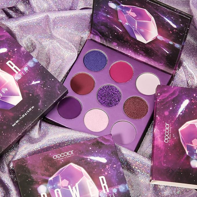 docolor Eyeshadow Palette 9 Colors Gemstone Shadow Palette Highly Pigmented Mattes Shimmers Naked Smokey Glitter Cream Colorful Powder Blendable Long Lasting Waterproof Makeup Palette-Purple