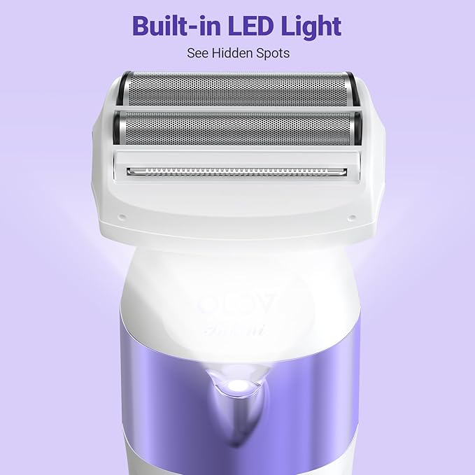 Bikini Trimmer for Women, IPX7 Waterproof Wet & Dry Electric Razors for Women, Bikini Legs Underarm Pubic Hairs Rechargeable Electric Shaver with 2 Trimmer Heads and Travel Razors