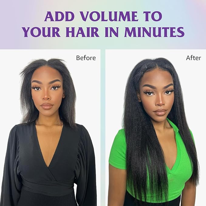 Kinky Straight Clip ins 22 Inch Clip in Hair Extensions Real Human Hair Brazilian Remy Human Hair for Women 8pcs 100g Per Set with 18 Clips Double Weft Natural Black