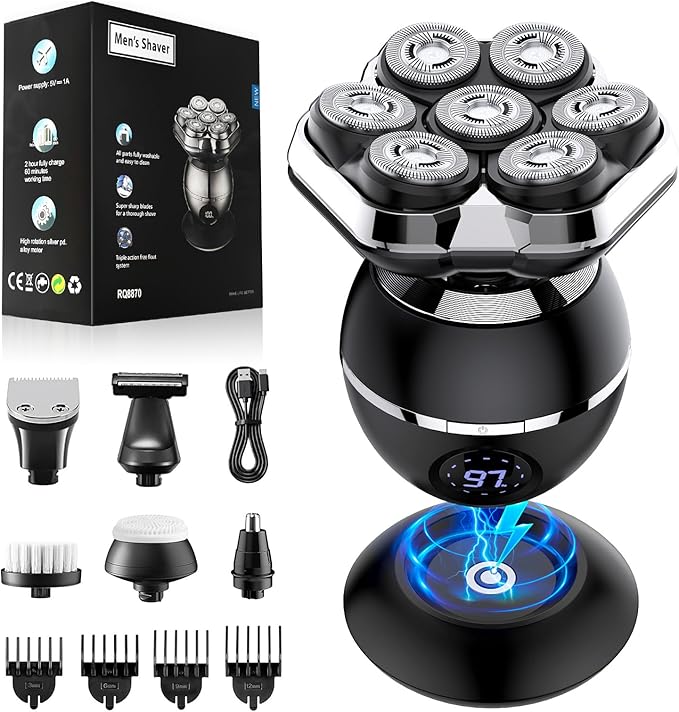 Head Shavers for Bald Men, 2025 Upgraded Magnetic Head Shaver, Waterproof Wet/Dry Bald Head Shavers for Men, 6-in-1 Shaving Kit Electric Shaver