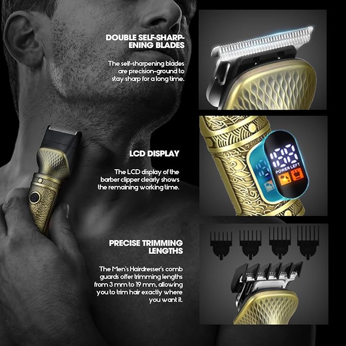 DSP Beard Trimmer for Men - Zero Gapped Trimmer, Shaving Kit for Face, Mustache, Body, Nose Hair; Cordless with Stand