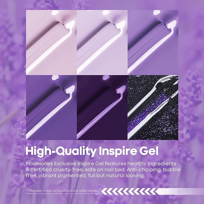 modelones Gel Nail Polish Set- Purple 6 Colors Gel Polish Set Glitter Nail Polish Gel Soak Off LED Nail Art Manicure Christmas Holiday Gel Nail Kit Gift Set for Women DIY Home Salon