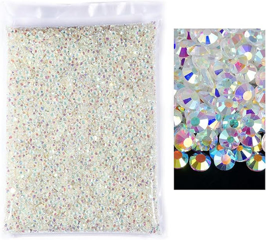 Blinginbox Flatback Rhinestones Bulk,14400pcs Crystal Round Loose Gemstones Glass Rhinestones for Crafts Makeup Nail Art Clothes Shoes DIY Decorations(SS16,3.8-4.0mm,Transparent Clear AB)