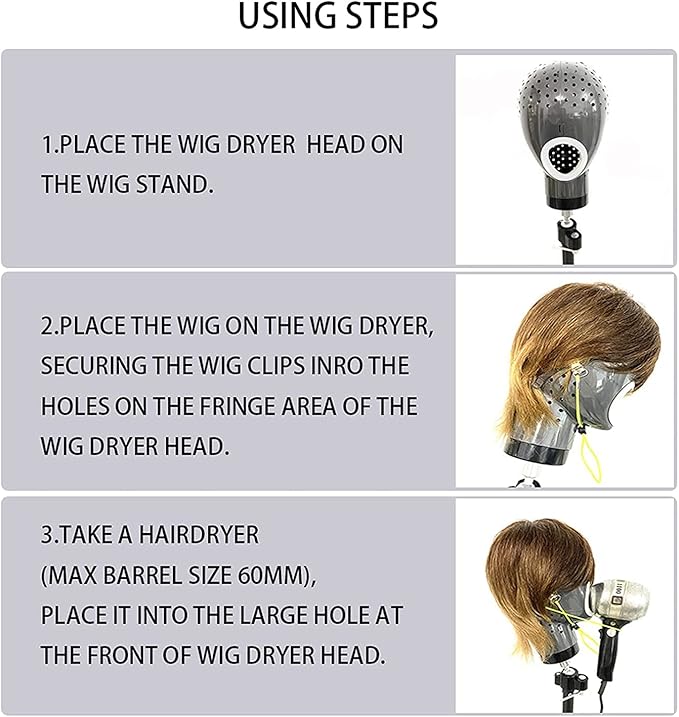 Wig Head Stand - Fresh Holder With Mannequin for Drying and Styling Hair, Scalp Cap Net, Dryer With Holes