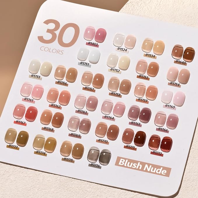 GAOY Jelly Gel Nail Polish Set, 33Pcs Sheer Pink Nude Gel Polish Kit with Glossy & Matte Top Coat and Base Coat for Nail Art DIY at Home, Blush Nude