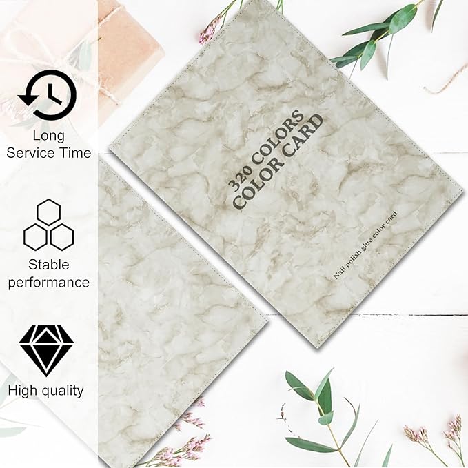 320 Nail Color Chart Book,Leather Nail Color Display Book with 480 Nail Tips & 1-400 Number Labels,Professional Nail Color Chart Display Book for Nail Polish Nails Art Design(Grey)