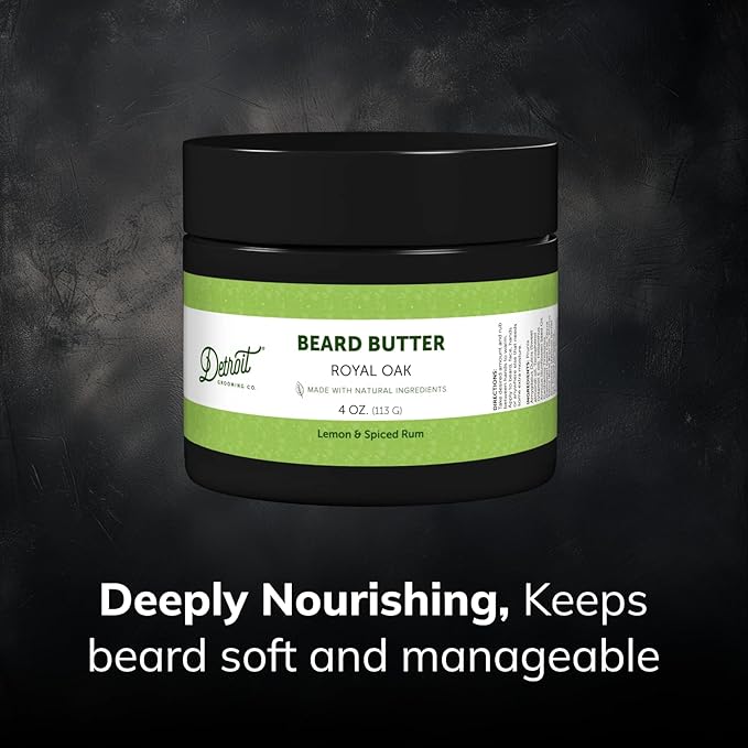 Detroit Grooming Co. Beard Butter for Men | Softens, Thickens & Hydrates with Safflower Oil & Shea Butter | Royal Oak Scent, 4oz
