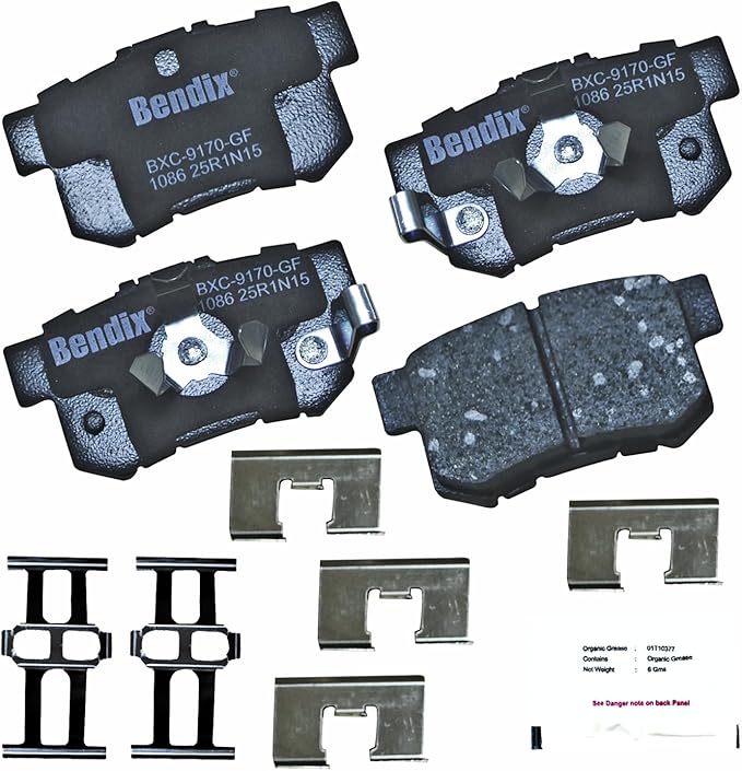 Bendix Priority1 CFC1086 Ceramic Rear Brake Pads for Acura RDX 2018-2010, Honda Accord Crosstour 2011-2010, Crosstour 2015-2012, CR-V 2016-2005