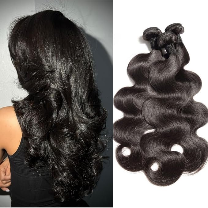 Body Wave Human Hair Bundles 20 22 24 Inch 12A Body Wave Bundles Human Hair 100% Unprocessed Brazilian Virgin Hair 3 Bundles Human Hair Weave Bundles Deals Real Human Hair Natural Black Color