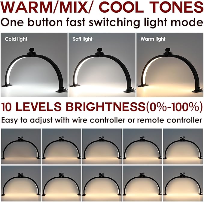 Foldable Desk UV Light - 3 Light Settings Fill-in Lamp, Black (23 x 11.5 Inch)