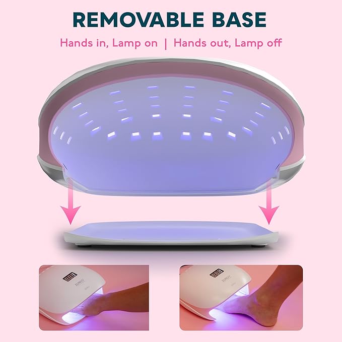 SUNUV LED UV Nail Light, 48W UV Lamp for Gel Nails Polish with 4 Timer Settings, LCD Display Removable Base, SUN4S Pink