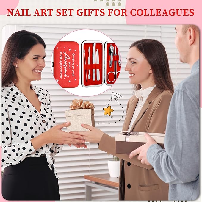 24 Set Manicure Kit Bulk Nail Clippers 7 in 1 Stainless Steel Grooming Nail Kit Employee Teacher Appreciation Gift Bulk Professional Pedicure Tool for Women Personal Care(Red)