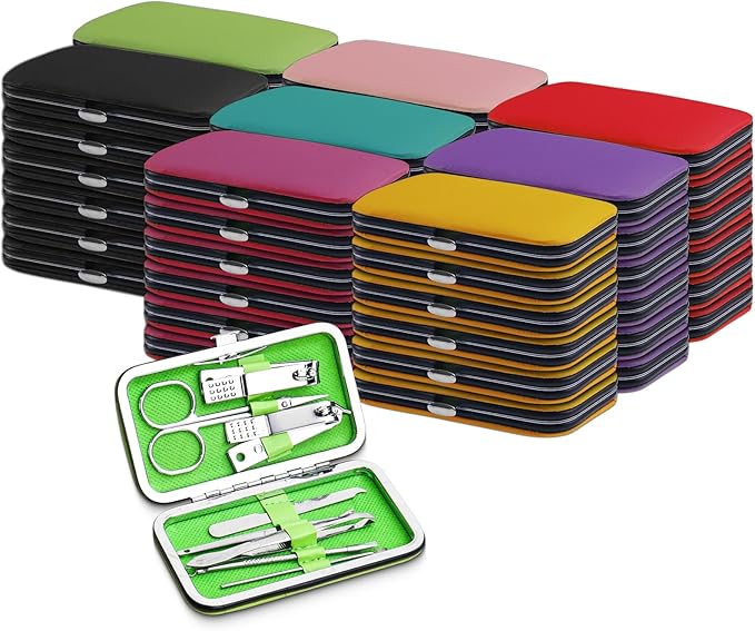 Manicure Kit Bulk, Nail Clippers Set Stainless Steel Fingernail Clippers Set, Sturdy Nail Tip Cutter Trimmers Professional Grooming Toenail Clippers Personal Pedicure Kits Gift (24 Count 8 in 1)