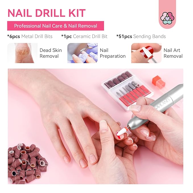 SAVILAND Acrylic Nail Kit with Drill: Professional Nail Kit Acrylic Set for Beginners with Everything Gel Polish U V Light Decorations for Home Salon Gift Set