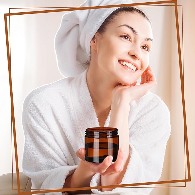 Tanlade 40 Pcs Amber Plastic Jars with Lids Round Cosmetic Containers Amber Jars Refillable Containers for Powder Liquid Food Storage Kitchen Cosmetic Lotion Ointments Creams Essential Oil (10 oz)