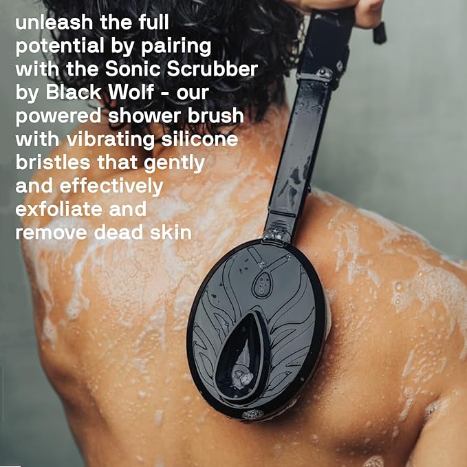 Black Wolf Charcoal Powder Body Wash for Men, 1 Liter - Charcoal Powder & Salicylic Acid Reduce Acne Breakouts & Cleanse Your Skin from Toxins & Impurities - Rich Lather for Full Coverage, Deep Clean