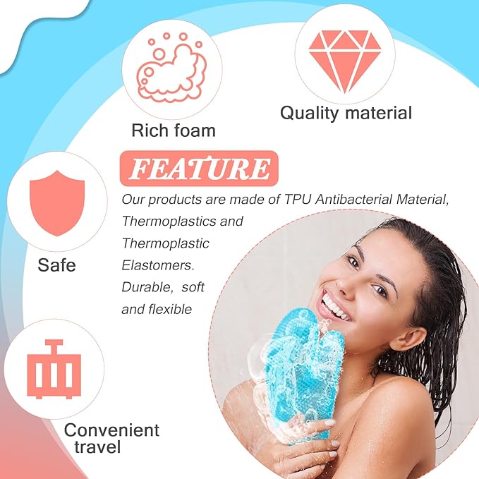 Karenhi 2 Pcs Honeycomb Exfoliating Glove Bath Mitt Body Spa Scrubber, Honeycomb Exfoliator Glove for Body Shower, Scrubber Sponge Shower Loofah, Quick Drying(Blue,Pink)