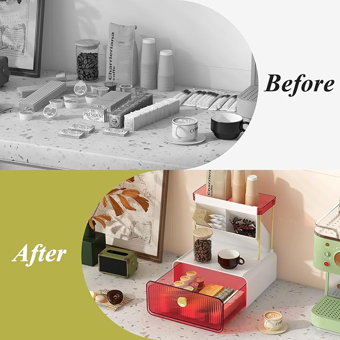 Makeup Organizer with Storage Drawer,Cosmetic Display with Lipsticks Brush Holder Perfume Tray,Organize Cosmetics and Beauty Supplies for Vanity,Dresser,Bathroom,Desktop Organizer,Blush Pink