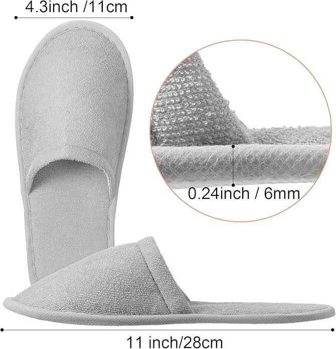 Geyoga 12 Pair Disposable House Slippers for Guests Non Slip Disposable Slippers for Spa Travel Hotel Shoeless Home Bride Bathroom Bedroom