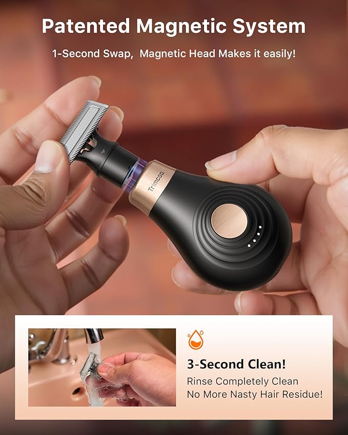 [2025 Upgraded] Body Hair Trimmer for Women [Small But Powerful] Painless Pubic Hair Removal, Waterproof Wet/Dry Bikini Line Shaver, USB-C Charging Electric Razor with Travel Case, Black