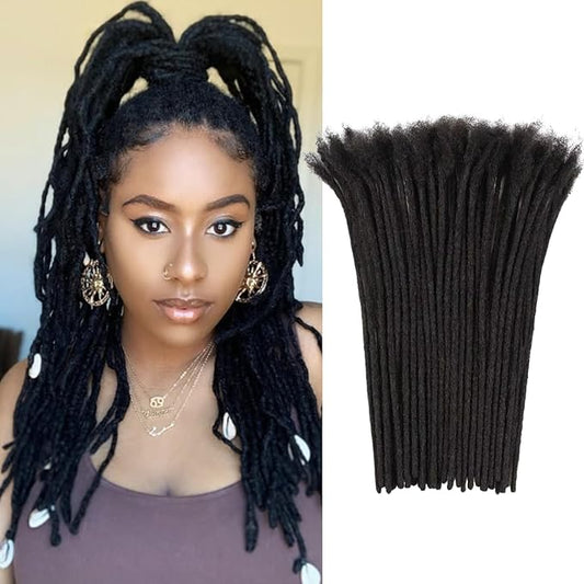 12Inch 30 Strands 0.4cm Thickness Loc Extension Human Hair 100% Full Handmade Permanent Dreadlock Extensions Real Human Hair For Woman Man Kids Can Be Dyed Bleached Curled, (Natural Black)
