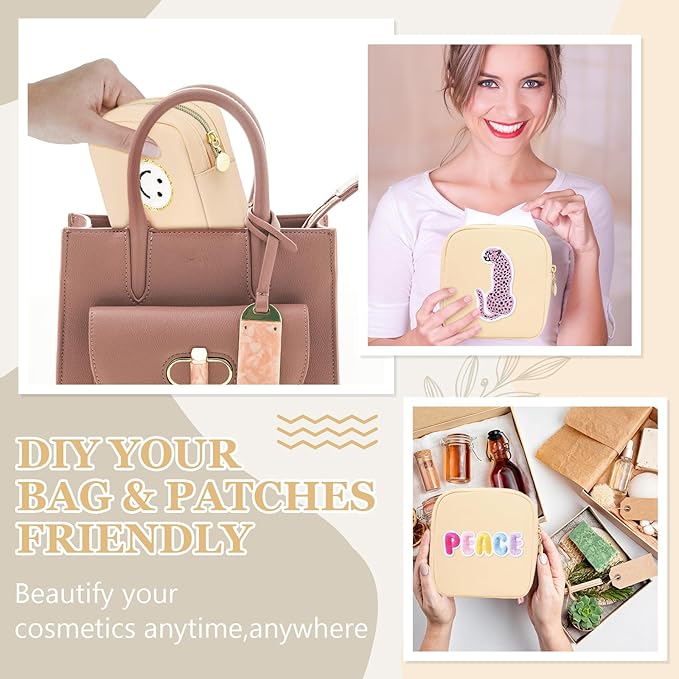 16 Pcs Mini Makeup Bags Bulk Nylon Cosmetic Pouch for Purse Travel Toiletry Organizer for Women, Small Zipper Preppy Coin Purse for Custom Valentines Day Gifts