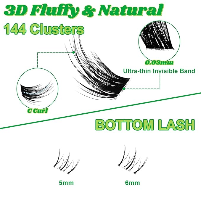 Fox Cat Eye Lashes D Curl Lash Clusters 8-18mm DIY Lash Extension 0.3mm Wispy Individual Cluster Eyelash Extensions, Fairy Fox