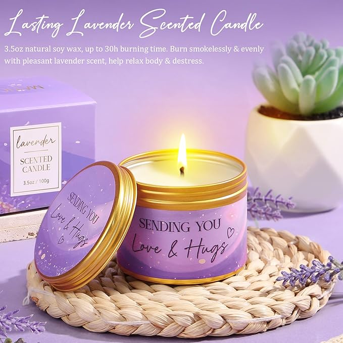 Birthday Gifts for Women, Self Care Gifts Get Well Soon Gifts Basket for Women Lavender Relaxing Spa Gifts Care Package w/ Blanket Unique Mothers Day Gifts for Mom Her Wife Girlfriend Friend Sister