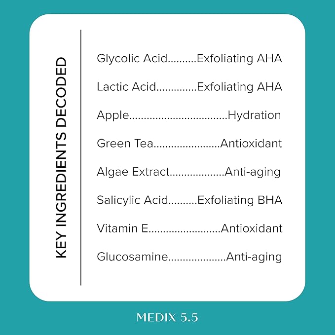 Medix 5.5 10% Glycolic Acid + Lactic Acid Leave-On Exfoliating Body Gel, AHA Exfoliant Body & Face Serum Refines + Softens Dry Dead Skin, Bumpy Skin, Uneven Skin Tone, KP Bumps, & Wrinkles, 2PC