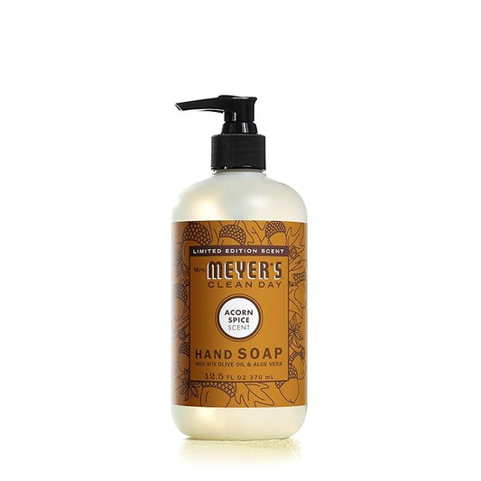 MRS. MEYER'S CLEAN DAY Hand Soap, Made with Essential Oils, Biodegradable Formula, Acorn Spice, 12.5 fl. Oz