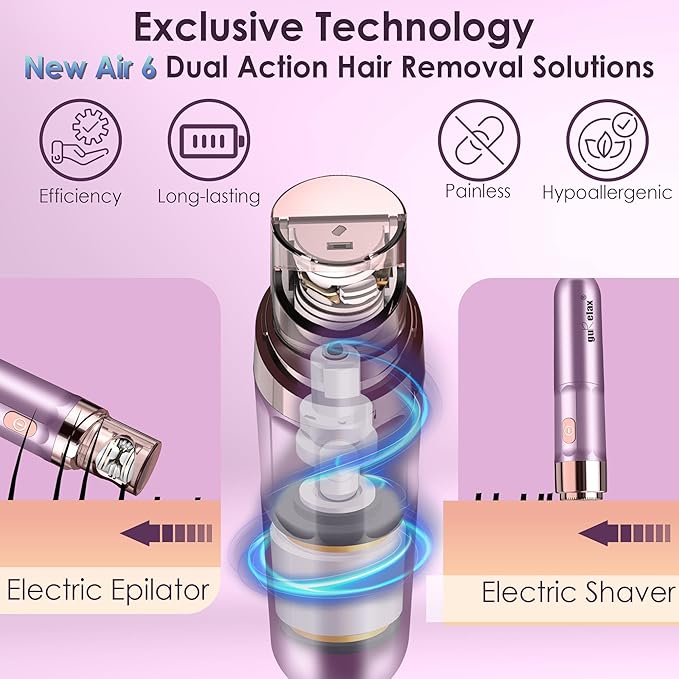 Facial Epilator Hair Remover, Electric Hair Removal Epilator for Women, Plucker for Face/Lip, Portable 2-in-1 Lipstick Styling Epilation System,18 Carat Gold Plated Head with Pouch